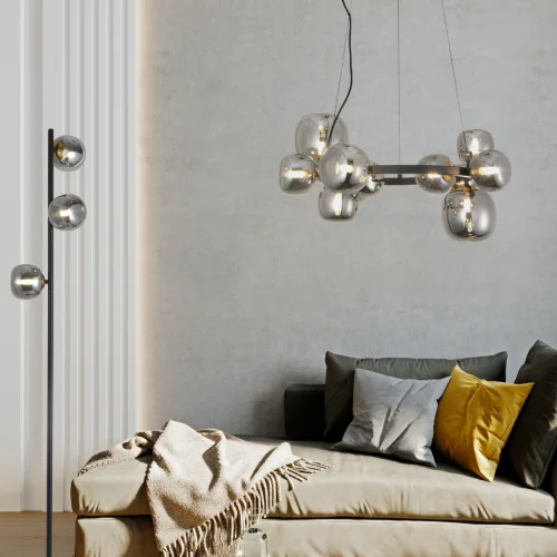 LAMPADAIRE 3 LUMIÈRES FER BRONZE/NOIR NICOLETTA