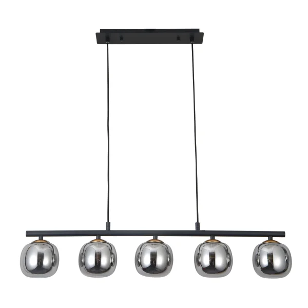 SUSPENSION 5 LUMIÈRES FER BRONZE/NOIR NICOLETTA
