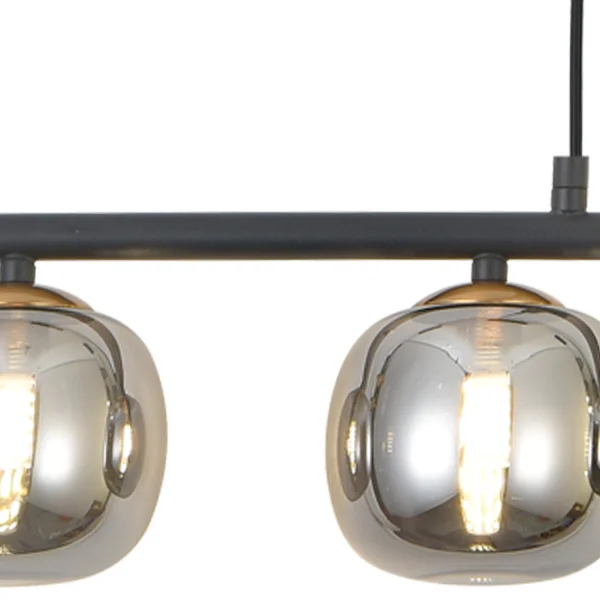 SUSPENSION 5 LUMIÈRES FER BRONZE/NOIR NICOLETTA