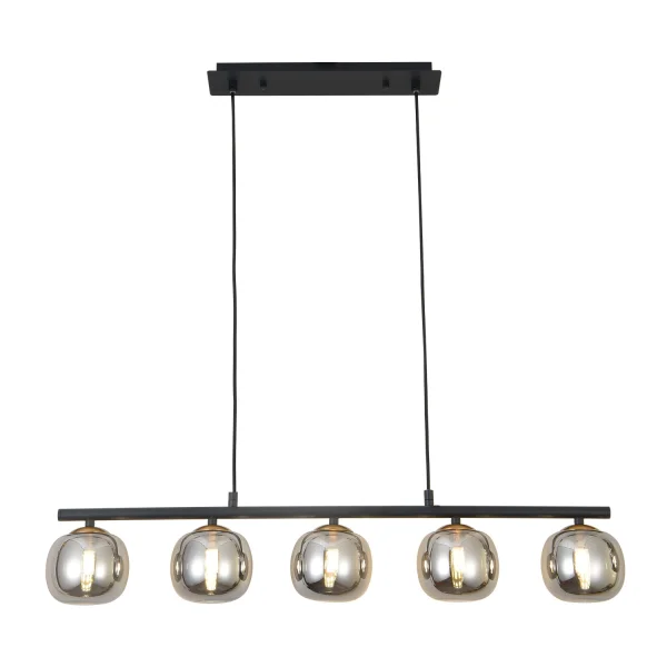 SUSPENSION 5 LUMIÈRES FER BRONZE/NOIR NICOLETTA