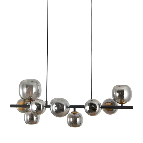 SUSPENSION 10 LUMIÈRES FER BRONZE/NOIR NICOLETTA