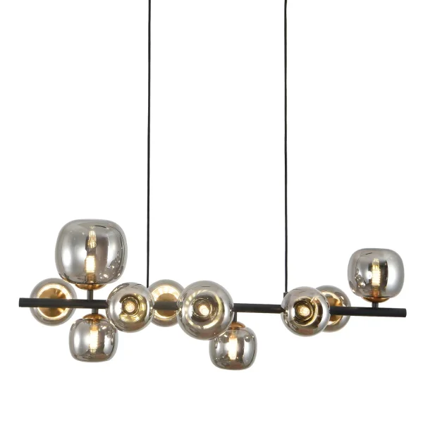 SUSPENSION 10 LUMIÈRES FER BRONZE/NOIR NICOLETTA
