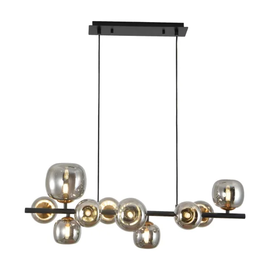 SUSPENSION 10 LUMIÈRES FER BRONZE/NOIR NICOLETTA 2