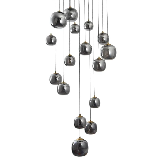 SUSPENSION 16 LUMIÈRES FER BRONZE/NOIR NICOLETTA 2