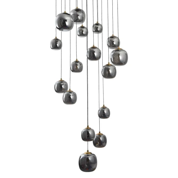 SUSPENSION 16 LUMIÈRES FER BRONZE/NOIR NICOLETTA
