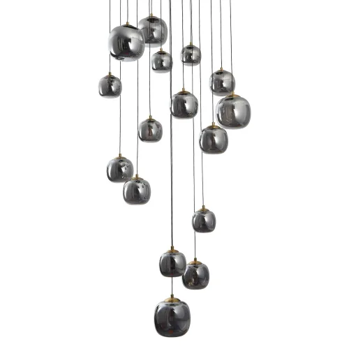 SUSPENSION 16 LUMIÈRES FER BRONZE/NOIR NICOLETTA