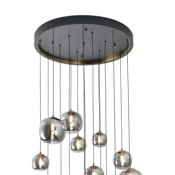 SUSPENSION 16 LUMIÈRES FER BRONZE/NOIR NICOLETTA