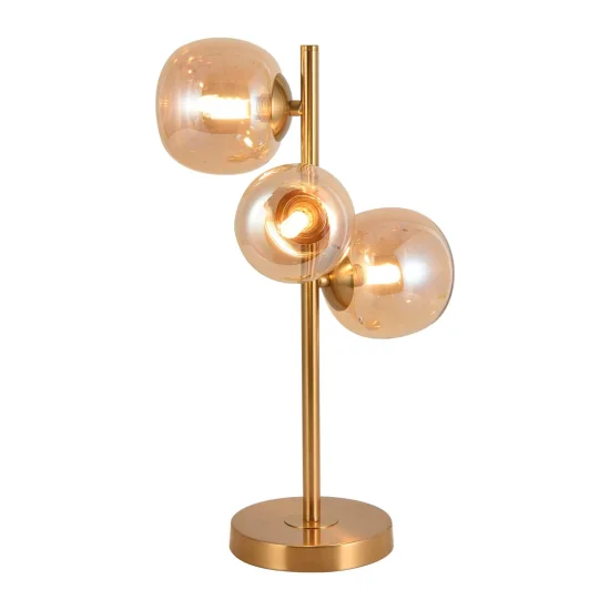 LAMPE DE TABLE 3 LUMIÈRES FER DORÉ NICOLETTA 2