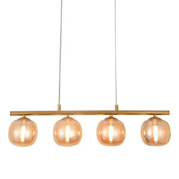 SUSPENSION 4 LUMIÈRES FER DORÉ NICOLETTA