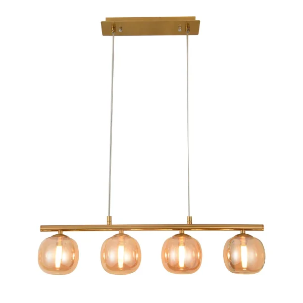 SUSPENSION 4 LUMIÈRES FER DORÉ NICOLETTA