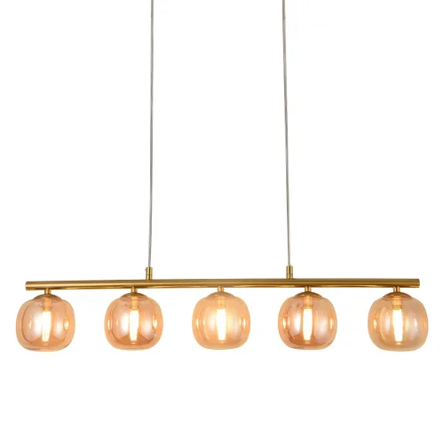 SUSPENSION 5 LUMIÈRES FER DORÉ NICOLETTA