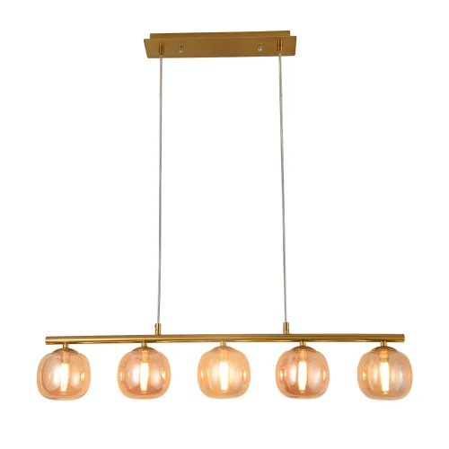 SUSPENSION 5 LUMIÈRES FER DORÉ NICOLETTA