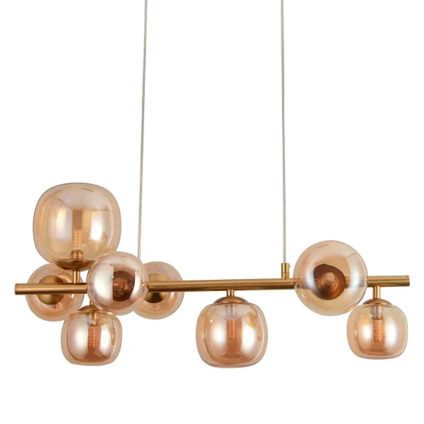 SUSPENSION 8 LUMIÈRES FER DORÉ NICOLETTA