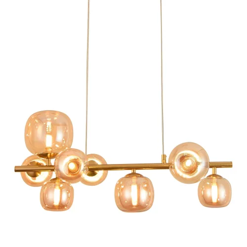 SUSPENSION 8 LUMIÈRES FER DORÉ NICOLETTA