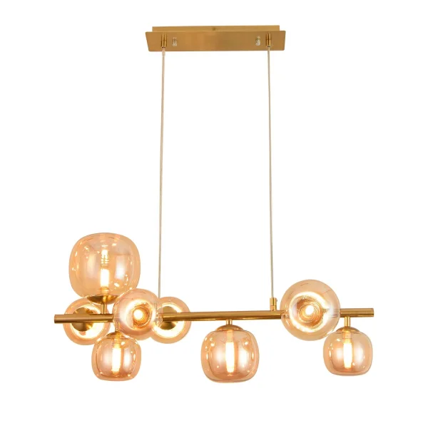 SUSPENSION 8 LUMIÈRES FER DORÉ NICOLETTA