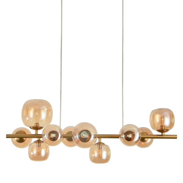 SUSPENSION 10 LUMIÈRES FER DORÉ NICOLETTA