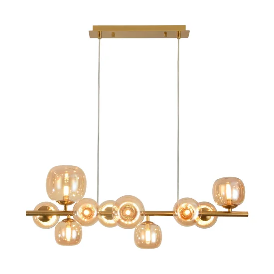 SUSPENSION 10 LUMIÈRES FER DORÉ NICOLETTA 2