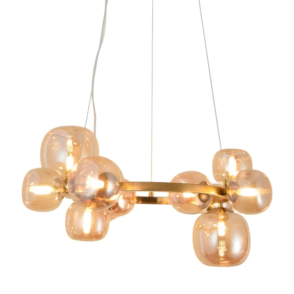 SUSPENSION 11 LUMIÈRES FER DORÉ NICOLETTA SUSPENSION 11 LUMIÈRES FER DORÉ NICOLETTA