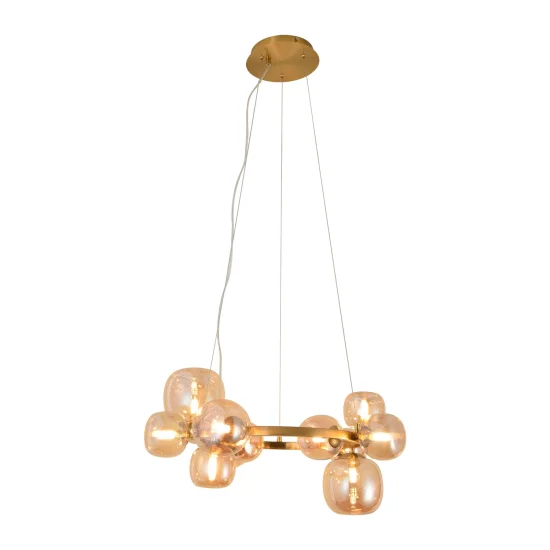SUSPENSION 11 LUMIÈRES FER DORÉ NICOLETTA 2