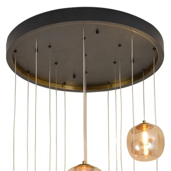 SUSPENSION 16 LUMIÈRES FER NOIR/ BRONZE NICOLETTA SUSPENSION 16 LUMIÈRES FER NOIR/ BRONZE NICOLETTA