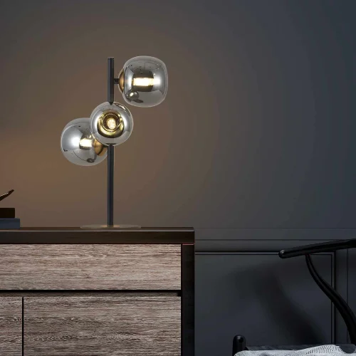 LAMPE DE TABLE 3 LUMIÈRES FER BRONZE/NOIR NICOLETTA