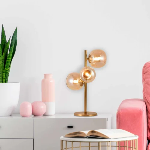 LAMPE DE TABLE 3 LUMIÈRES FER DORÉ NICOLETTA LAMPE DE TABLE 3 LUMIÈRES FER DORÉ NICOLETTA