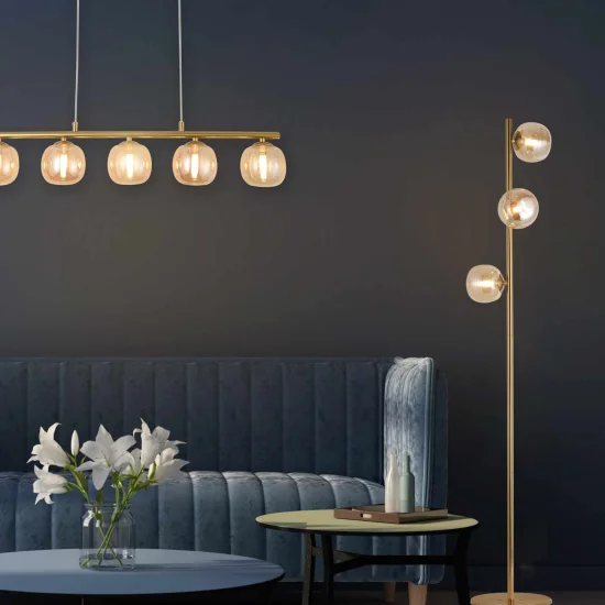 LAMPADAIRE 3 LUMIÈRES FER DORÉ NICOLETTA 2