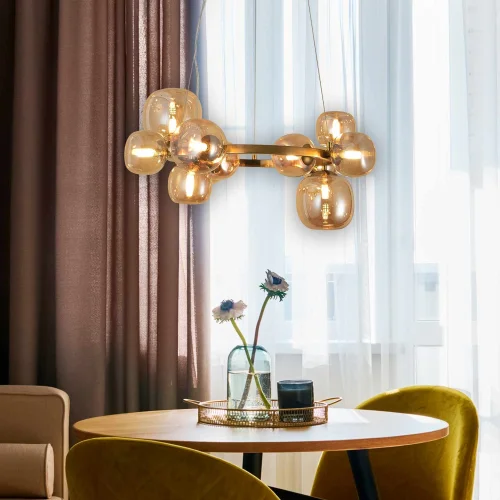 SUSPENSION 11 LUMIÈRES FER DORÉ NICOLETTA SUSPENSION 11 LUMIÈRES FER DORÉ NICOLETTA