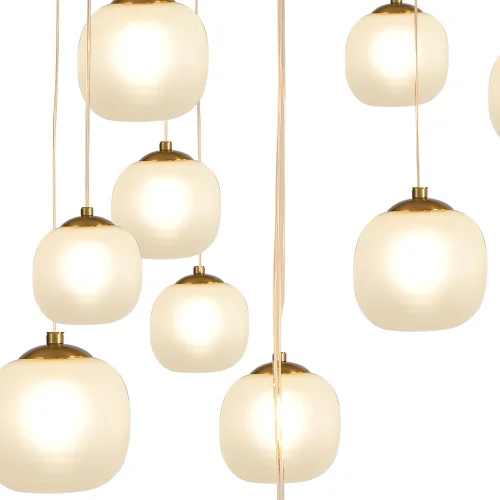 SUSPENSION 16 LUMIÈRES FER BRONZE ABAT-JOUR BLANC NICOLETTA