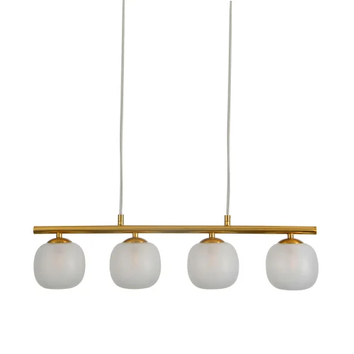 SUSPENSION 4 LUMIÈRES FER DORÉ ABAT-JOUR BLANC NICOLETTA SUSPENSION 4 LUMIÈRES FER DORÉ ABAT-JOUR BLANC NICOLETTA