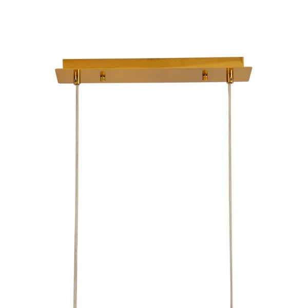 SUSPENSION 10 LUMIERES FER DORÉ ABAT-JOUR BLANC NICOLETTA