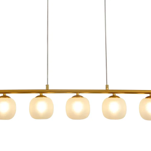 SUSPENSION 5 LUMIÈRES FER DORÉ ABAT-JOUR BLANC NICOLETTA SUSPENSION 5 LUMIÈRES FER DORÉ ABAT-JOUR BLANC NICOLETTA