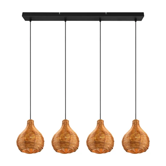 SUSPENSION 4 LUMIÈRES ROTIN NATUREL ELOK