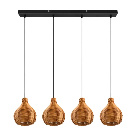 SUSPENSION 4 LUMIÈRES ROTIN NATUREL ELOK 2
