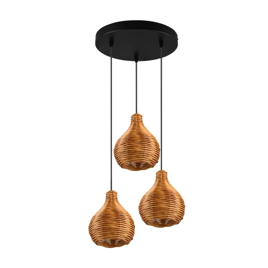 SUSPENSION 3 LUMIÈRES ROTIN NATUREL ELOK 2
