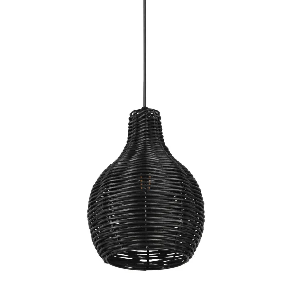 SUSPENSION 1 LUMIÈRE ROTIN NOIR ELOK SUSPENSION 1 LUMIÈRE ROTIN NOIR ELOK