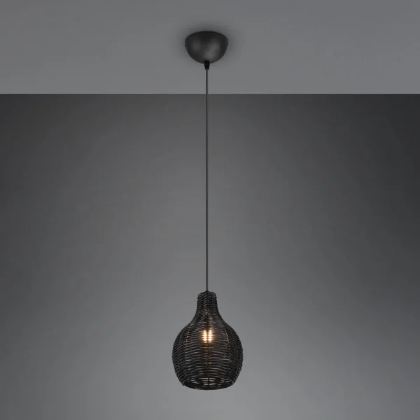 SUSPENSION 1 LUMIÈRE ROTIN NOIR ELOK SUSPENSION 1 LUMIÈRE ROTIN NOIR ELOK