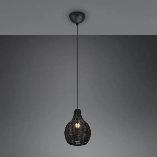 SUSPENSION 1 LUMIÈRE ROTIN NOIR ELOK SUSPENSION 1 LUMIÈRE ROTIN NOIR ELOK