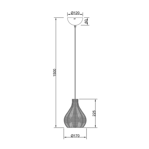 SUSPENSION 1 LUMIÈRE ROTIN NOIR ELOK SUSPENSION 1 LUMIÈRE ROTIN NOIR ELOK