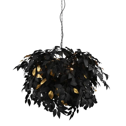 SUSPENSION 4 LUMIÈRES Ø 70CM FEUILLES NOIR