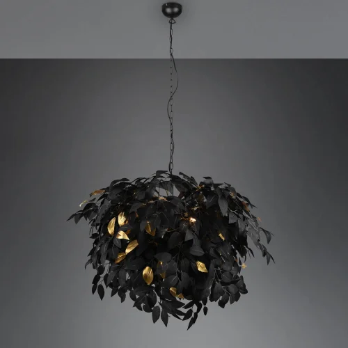 SUSPENSION 4 LUMIÈRES Ø 70CM FEUILLES NOIR