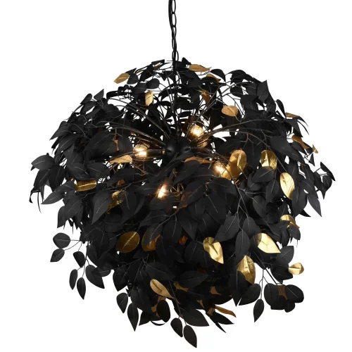 SUSPENSION 4 LUMIÈRES Ø 70CM FEUILLES NOIR