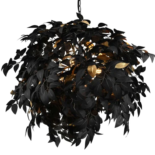 SUSPENSION 4 LUMIÈRES Ø 70CM FEUILLES NOIR