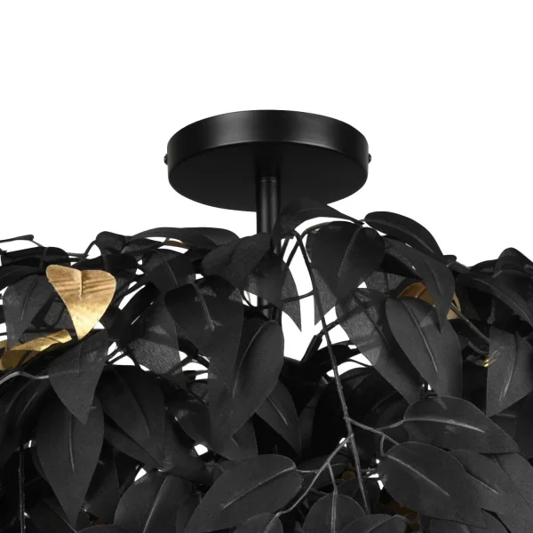 PLAFONNIER 3 LUMIÈRES Ø 70CM FEUILLES NOIR
