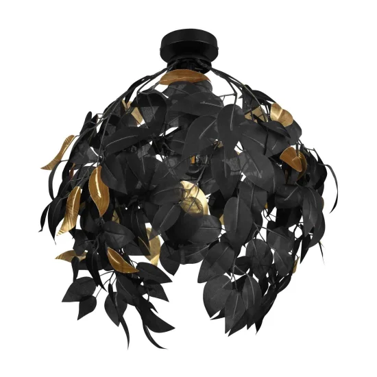 PLAFONNIER 1 LUMIÈRE NOIR FEUILLES Ø 38CM NOIR FEUILLES 2