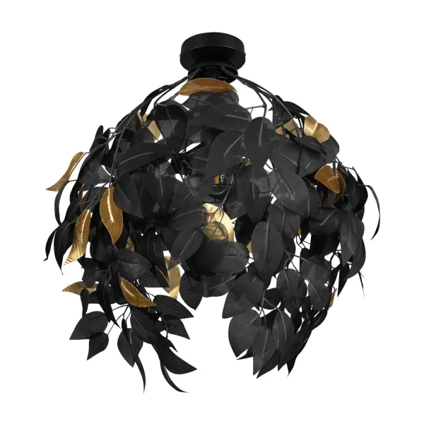 PLAFONNIER 1 LUMIÈRE NOIR FEUILLES Ø 38CM NOIR FEUILLES