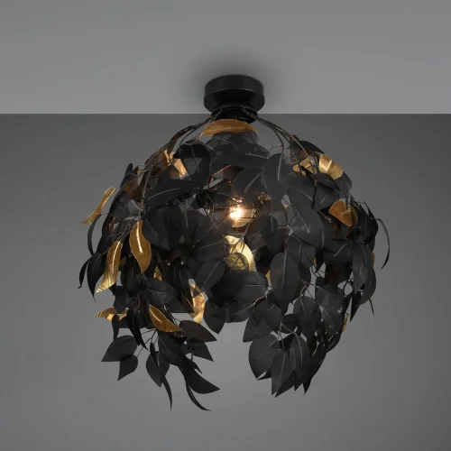 PLAFONNIER 1 LUMIÈRE NOIR FEUILLES Ø 38CM NOIR FEUILLES