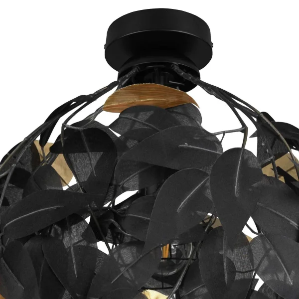 PLAFONNIER 1 LUMIÈRE NOIR FEUILLES Ø 38CM NOIR FEUILLES
