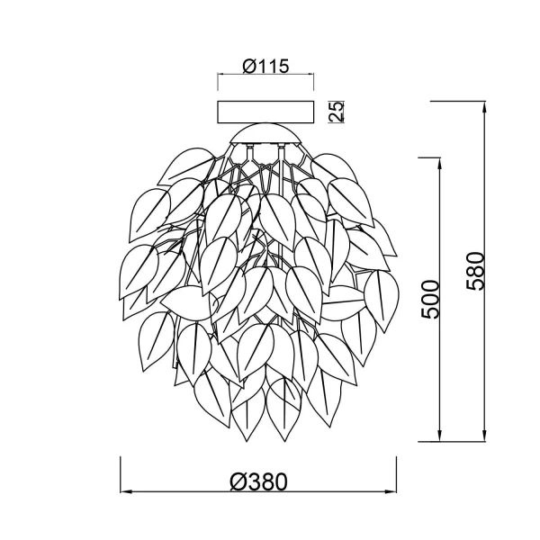 PLAFONNIER 1 LUMIÈRE NOIR FEUILLES Ø 38CM NOIR FEUILLES