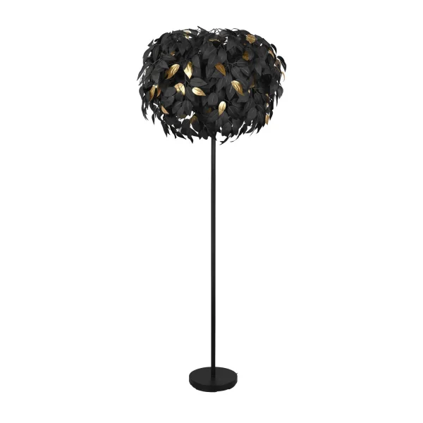 LAMPADAIRE 3 LUMIÈRES Ø 70CM FEUILLES NOIR LAMPADAIRE 3 LUMIÈRES Ø 70CM FEUILLES NOIR
